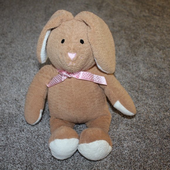 Commonwealth Tan Plush Bunny Pink Bow 16" Toy - Picture 5 of 5